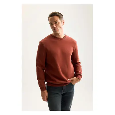 DEFACTO Thread Cotton Raised Polar Fleece Regular Fit Crew Neck Thick Sweatshirt