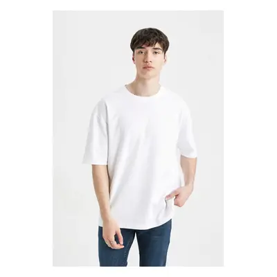 DEFACTO Oversize Wide Pattern Crew Neck Short Sleeve Basic Plain Heavy Fabric T-Shirt X3926az24a