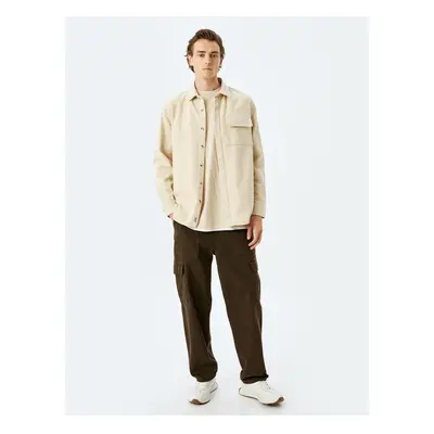 Koton Cotton Long Sleeve Shirt with Flap Pocket Detail