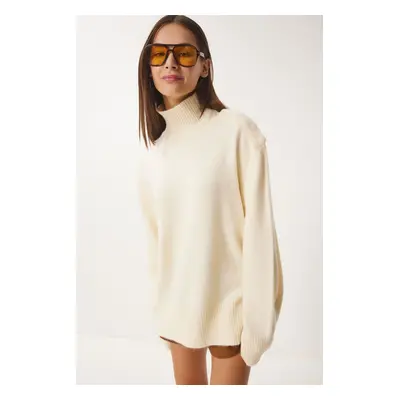 Happiness İstanbul Women's Ecru Turtleneck Knitwear Sweater