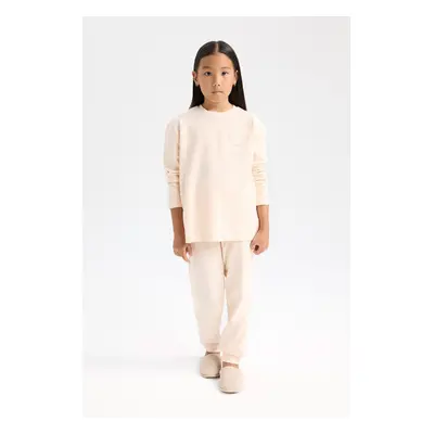 DEFACTO Girls Pajama Set Long Sleeve Top Elastic Waist Bottom