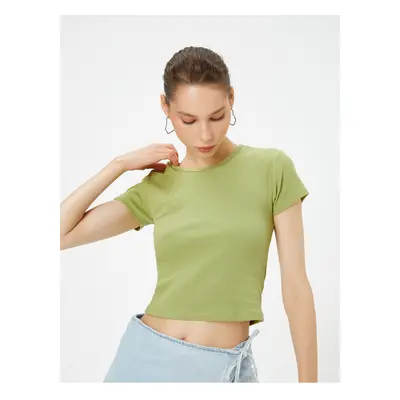 Koton Crop Basic T-Shirt Short Sleeve Round Neck Cotton