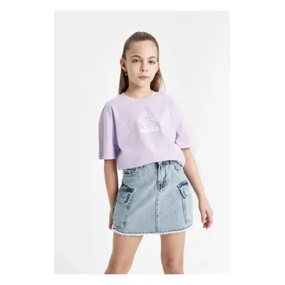 DEFACTO Girl Relax Fit Crew Neck Printed 2-Pack Short Sleeve T-Shirt