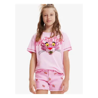 Růžové holčičí tričko Desigual Pink Panther - Holky