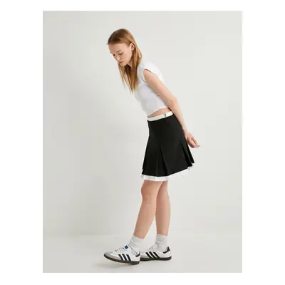 Koton Mini Pleated A-Line Skirt Double Layered Color Contrast