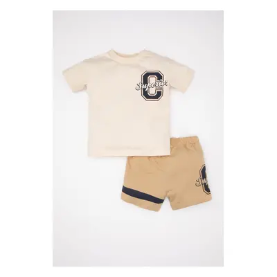 DEFACTO Baby Boy 2-Piece Set Crew Neck Printed Short Sleeve T-Shirt Shorts