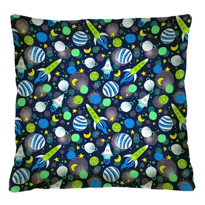 Bertoni Home Unisex's Square Pillow Rocket Navy Blue/Green