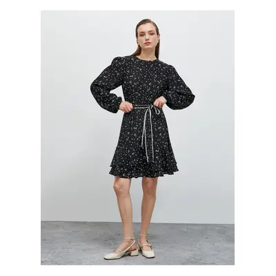 Koton Polka Dot Dress Layered Mini Belt Detailed