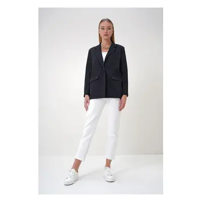 Trend Alaçatı Stili Women's Black Lined Blazer Jacket