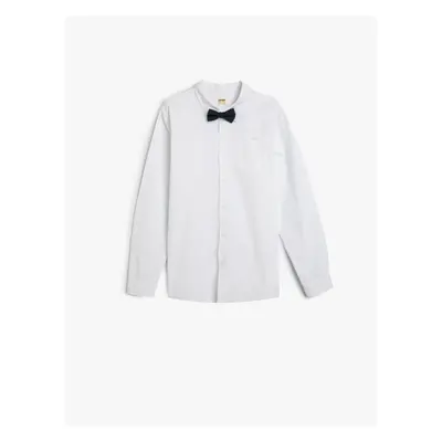 Koton School Shirt With Bow Tie Detailed Long Sleeve Cotton Classic Collar