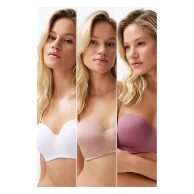 Trendyol Multicolored 3-Pack Polyamide Strap Covered Strapless Knitted Bra