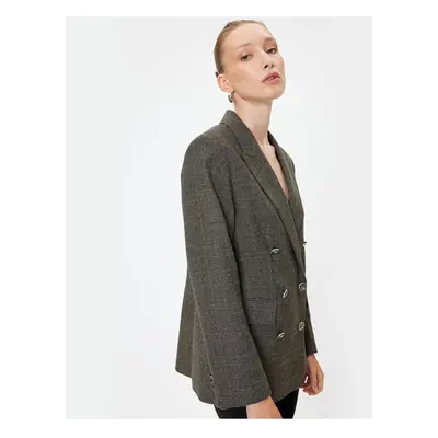 Koton Blazer Jacket Double Breasted Flap Pocket Detail