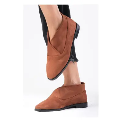 Mio Gusto Clarisse Brown Stretch Suede High-Top Women's Casual Flat Shoes