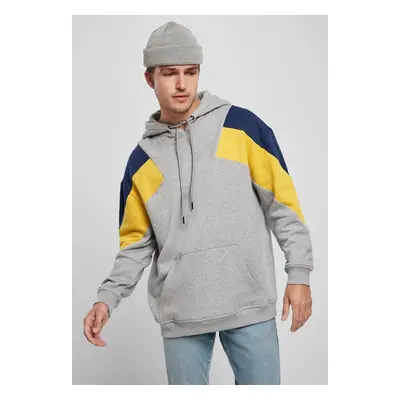 Oversize 3-Tone Hoody šedá/medová/tmavě modrá