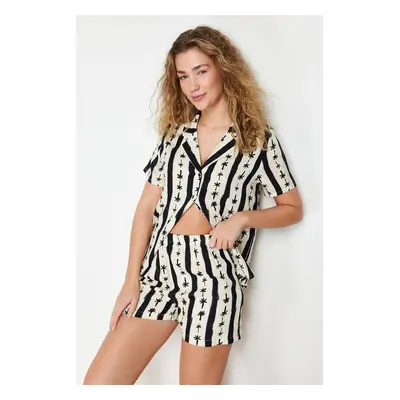 Trendyol Black-Multicolor Patterned Viscose Woven Pajamas Set