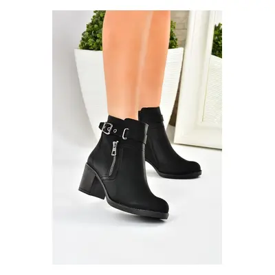 Fox Shoes Women's Black Thick Heeled Boots