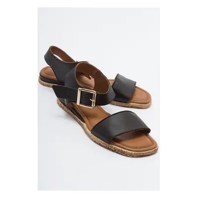 LuviShoes Black Women's Sandals with Genuine Leather