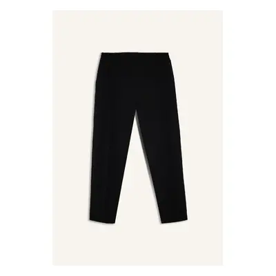 DEFACTO Crepe Trousers Carrot Fit Basic Straight Elastic Waist Slim Leg Pocket