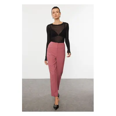 Trendyol Dark Rose Cigarette Skinny Leg Waist Seam Detailed Woven Fabric Trousers