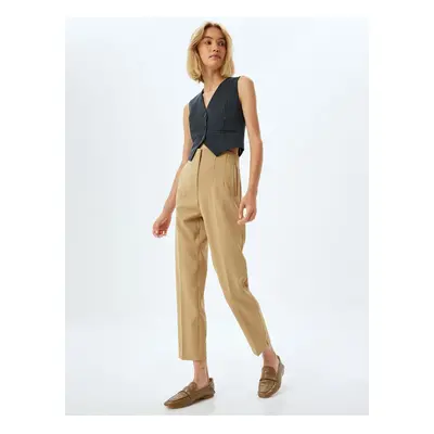 Koton High Waist Fabric Trousers Cigarette Shape Pocket Dart Detail