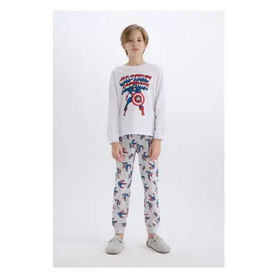 DEFACTO Boys Pajama Set Marvel Comics Crew Neck Long Sleeve Top Long Bottom