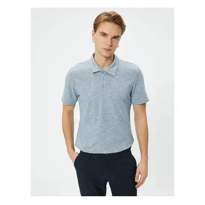 Koton Polo Neck T-Shirt Button Detailed Short Sleeve Brushed