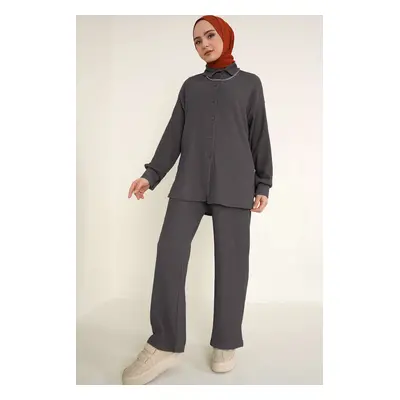 Bigdart T5858 Knitted Hijab Two Piece Suit - Anthracite