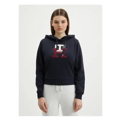 Tmavě modrá dámská mikina s kapucí Tommy Hilfiger - Dámské