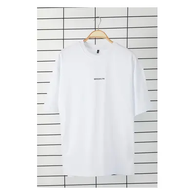 Trendyol White Oversize/Wide Cut 100% Cotton Brooklyn Printed T-Shirt