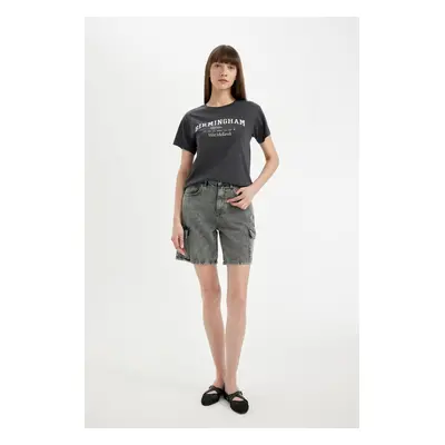 DEFACTO High Waist Jean Bermuda Shorts