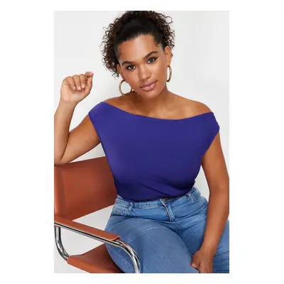 Trendyol Curve Purple Sandy Knitted Plus Size Blouse