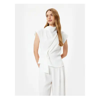 Koton Stand Collar Asymmetrical Knot Detail Sleeveless Blouse