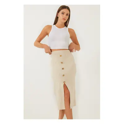 Bianco Lucci Women's Button Detailed Knit Skirt