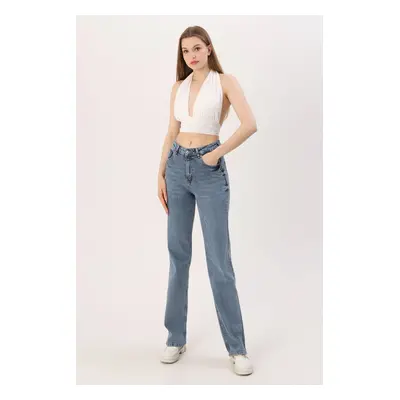 Trendyol Blue High Waist Straight Jeans