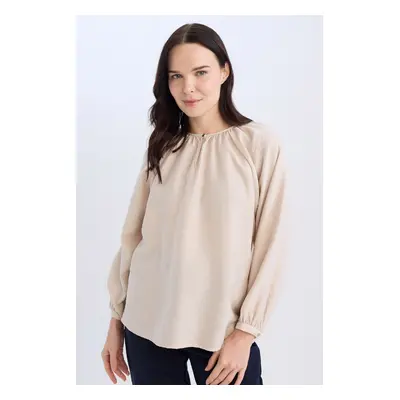 DEFACTO Crew Neck Button Detail Raglan Sleeve Long Sleeve Blouse