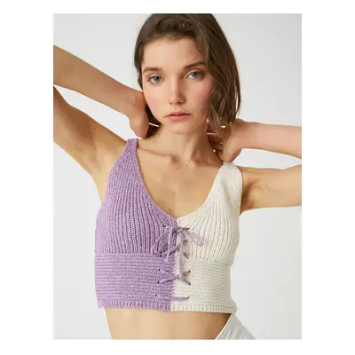 Koton Crop Knit Undershirt Tie Detail Cotton