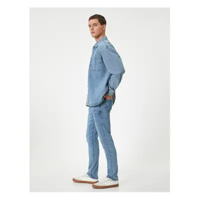 Koton Buttoned Standard Waist Slim Fit Jeans - Brad Jean