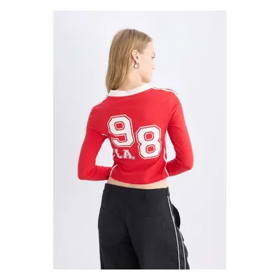 DEFACTO Cool Fitted Back Printed Long Sleeve T-Shirt