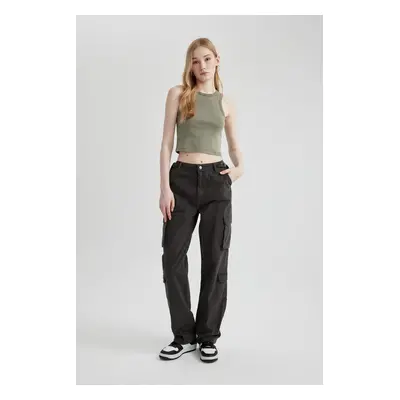 DEFACTO Cool Straight Fit Cargo Gabardine Trousers