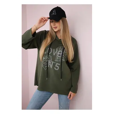 Włoski Oversized viskózová mikina Love khaki