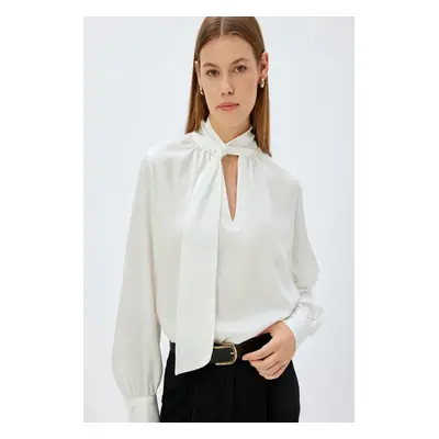 Koton High Shawl Collar Satin Blouse Long Sleeve