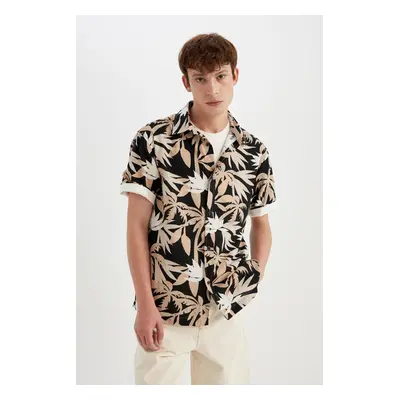 DEFACTO Regular Fit Hawaiian Printed Cotton Short Sleeve Shirt