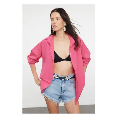 Trendyol Fuchsia Woven Beach Shirt