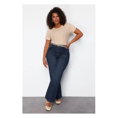 Trendyol Curve Navy Blue High Waist Straight Fit Jeans