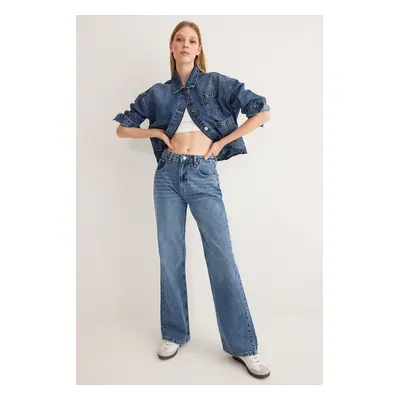 Trendyol Blue High Waist Wide Leg Jeans