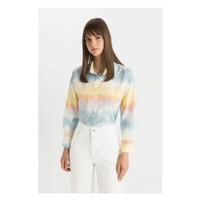 DEFACTO Relax Fit Gradient Cotton Long Sleeve Shirt Tunic