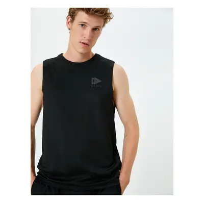 Koton Back Printed Crew Neck Sleeveless Sports Vest