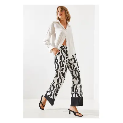 Bianco Lucci Women's Patterned Satin Trousers MBMS005