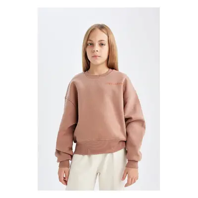 DEFACTO Girl Relax Fit Crew Neck Printed Sweatshirt