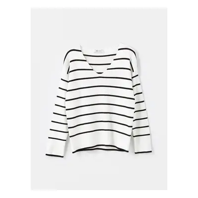 LC Waikiki V-Neck Striped Long Sleeve Women's Knitwear Sweater